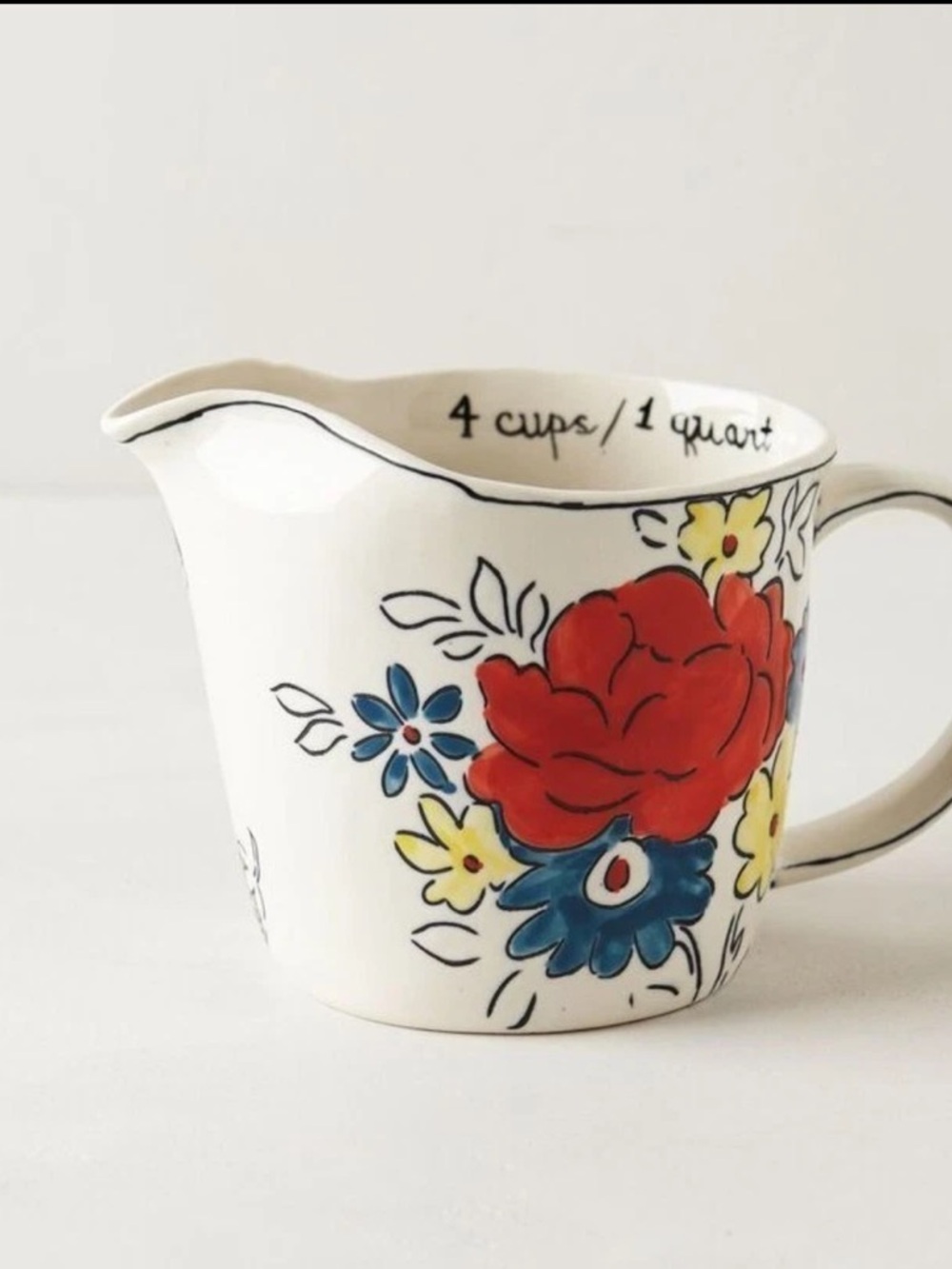 Anthropologie Molly Hatch Floral 1 Quart Measuring Cup